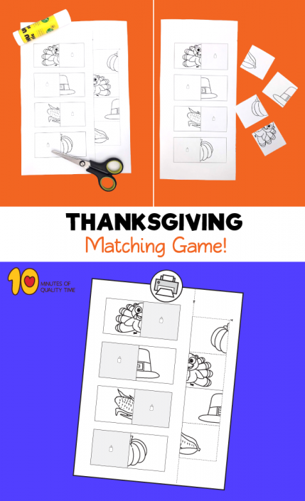 Thanksgiving Matching Worksheet – 10 Minutes of Quality Time