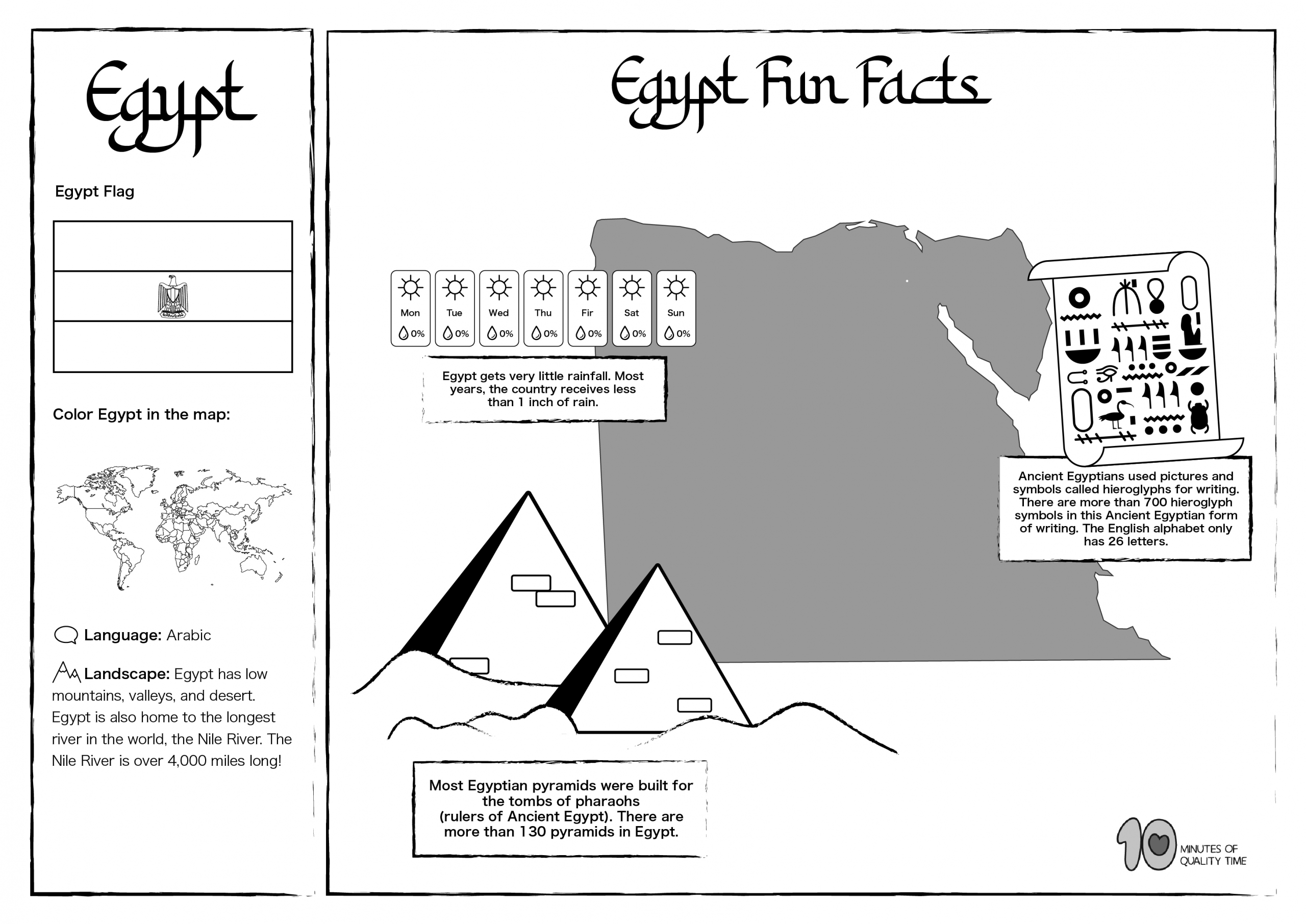Egypt - Free Lesson Plan and Worksheets – 10 Minutes of Quality Time