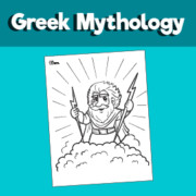Zeus Holding a Lightning Bolt Coloring Page
