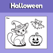 Black Cat With Witch Hat Coloring Page