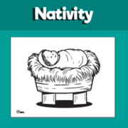 Jesus In a Manger Coloring Page