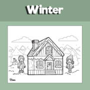Winter House Coloring Page