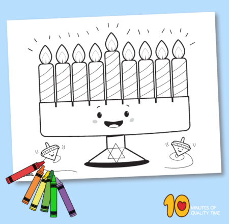 Menorah Coloring Page for Hanukkah – 10 Minutes of Quality Time