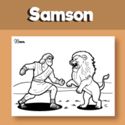 Samson fights the Lion Coloring Page