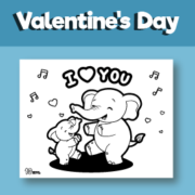 Dancing Elephant - I Love You Coloring Page
