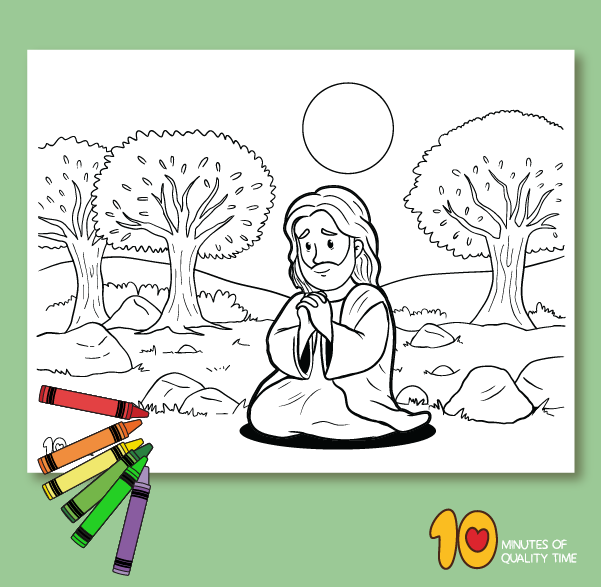 Jesus prays in gethsemane coloring printables