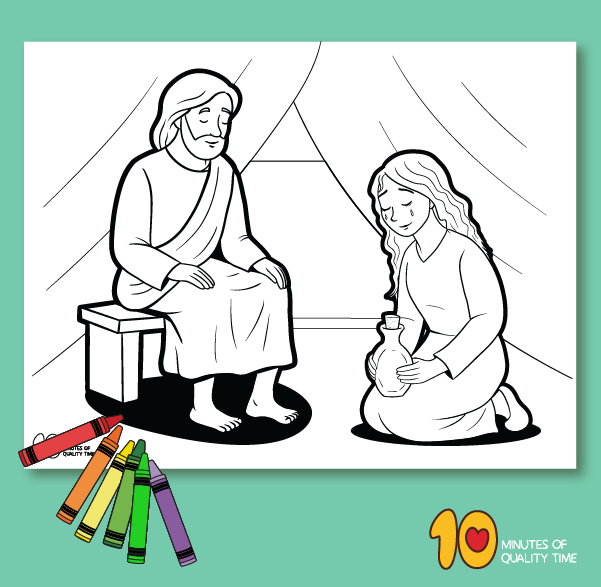 Mary anointing Jesus feet Sunday school coloring