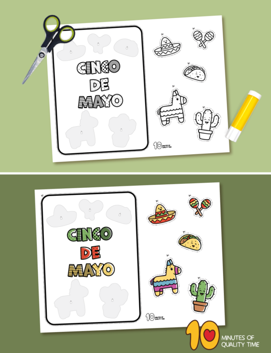 Cinco De Mayo Cut and Paste Activity Worksheet – 10 Minutes of Quality Time