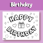 Happy birthday coloring pages easy