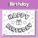 Happy birthday coloring pages easy