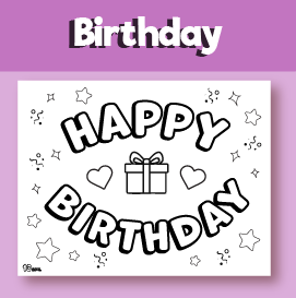 Happy birthday coloring pages easy