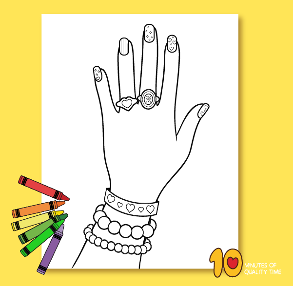 hand with nails coloring page printable