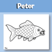 printable fish with coin coloring sheet