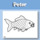 printable fish with coin coloring sheet