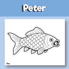 printable fish with coin coloring sheet