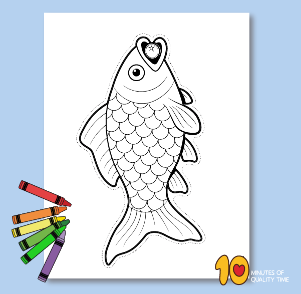 fish with coin printable coloring preschool pdf