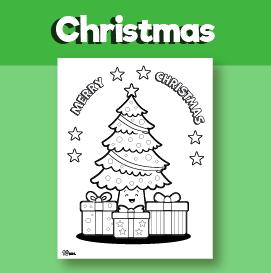 coloring Christmas tree drawing for kids