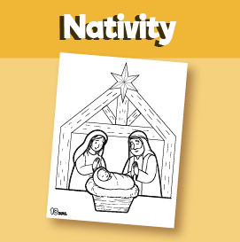 Nativity Jesus born colouring pages