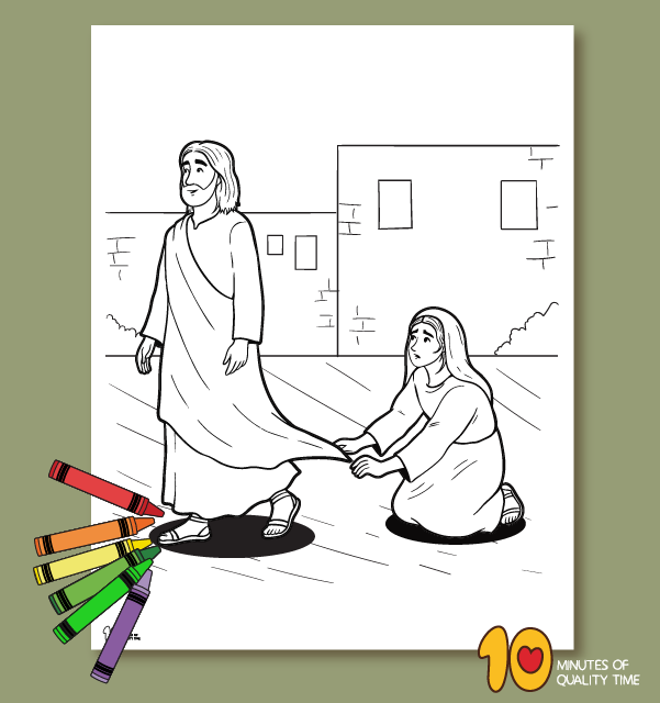 Jesus heals the Woman with The Issue of Blood Coloring Page