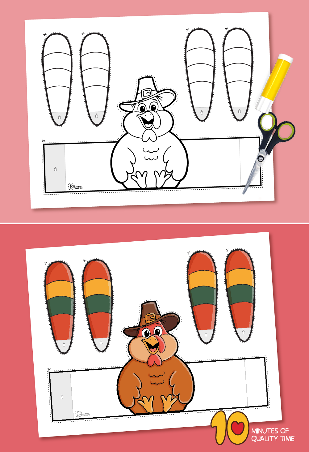 Printable thankful Turkey Craft template