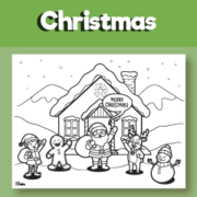 Holiday House Coloring Page