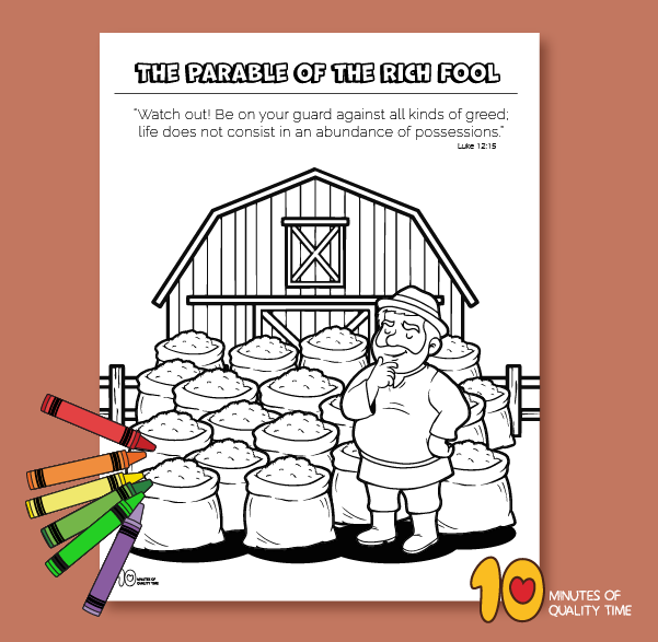 printable parable of the rich fool coloring page