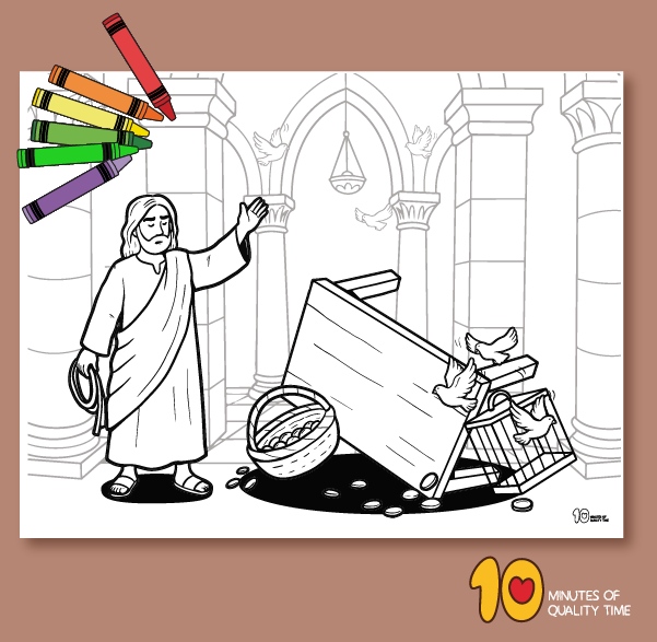 Cleansing the temple coloring page