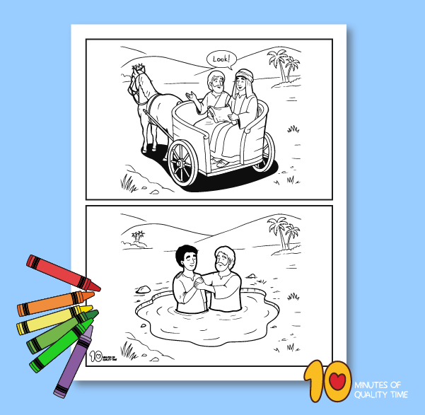 printable Philip and the Ethiopian coloring sheet