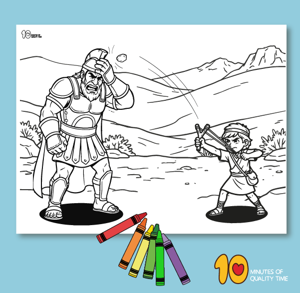 Printable David and Goliath coloring page