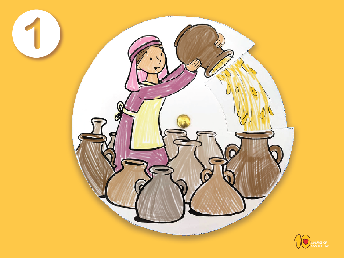 Printable widow’s oil Bible craft with jars for an Elisha Sunday School lesson
