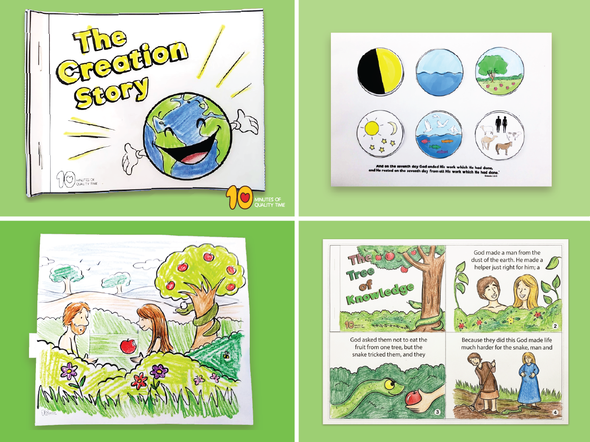 Printable Creation story foldable mini book craft for Sunday School children