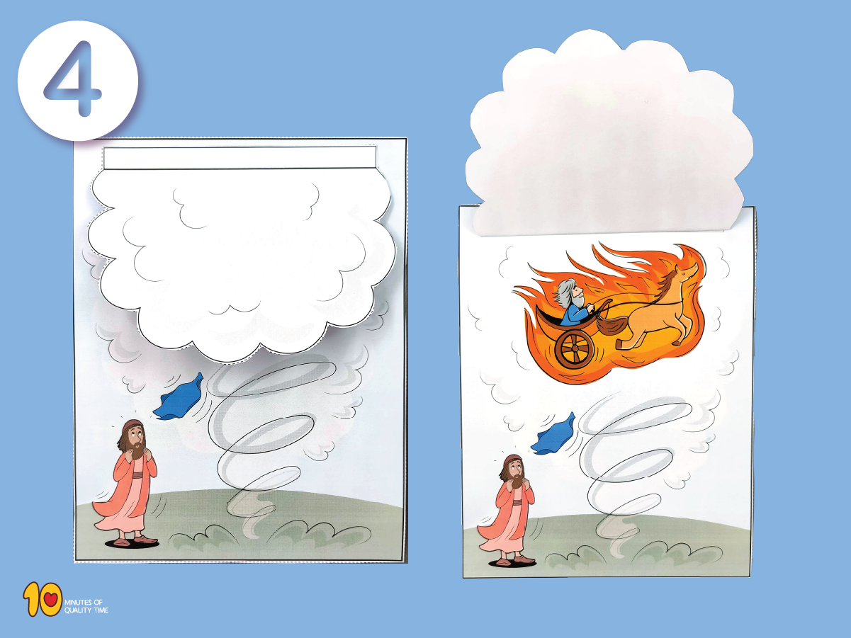 Printable Elijah taken up to heaven whirlwind craft with Elijah’s falling mantle