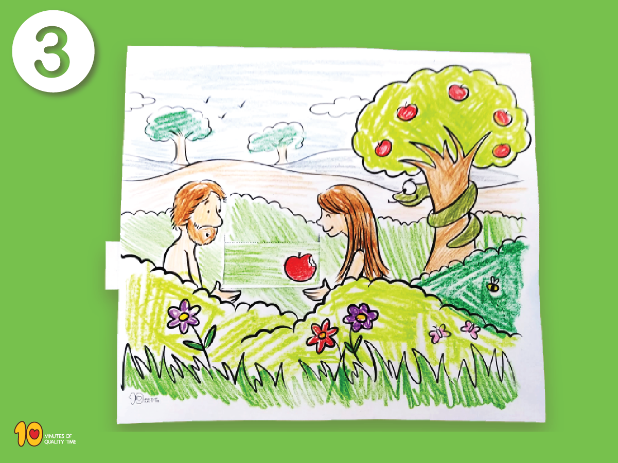 Printable Adam and Eve Garden of Eden scene craft for kids