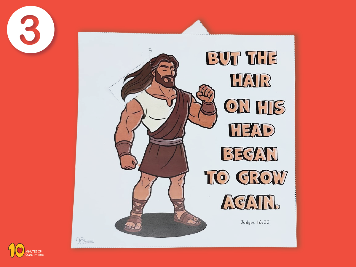 Samson’s hair began to grow again Judges 16:22 printable craft