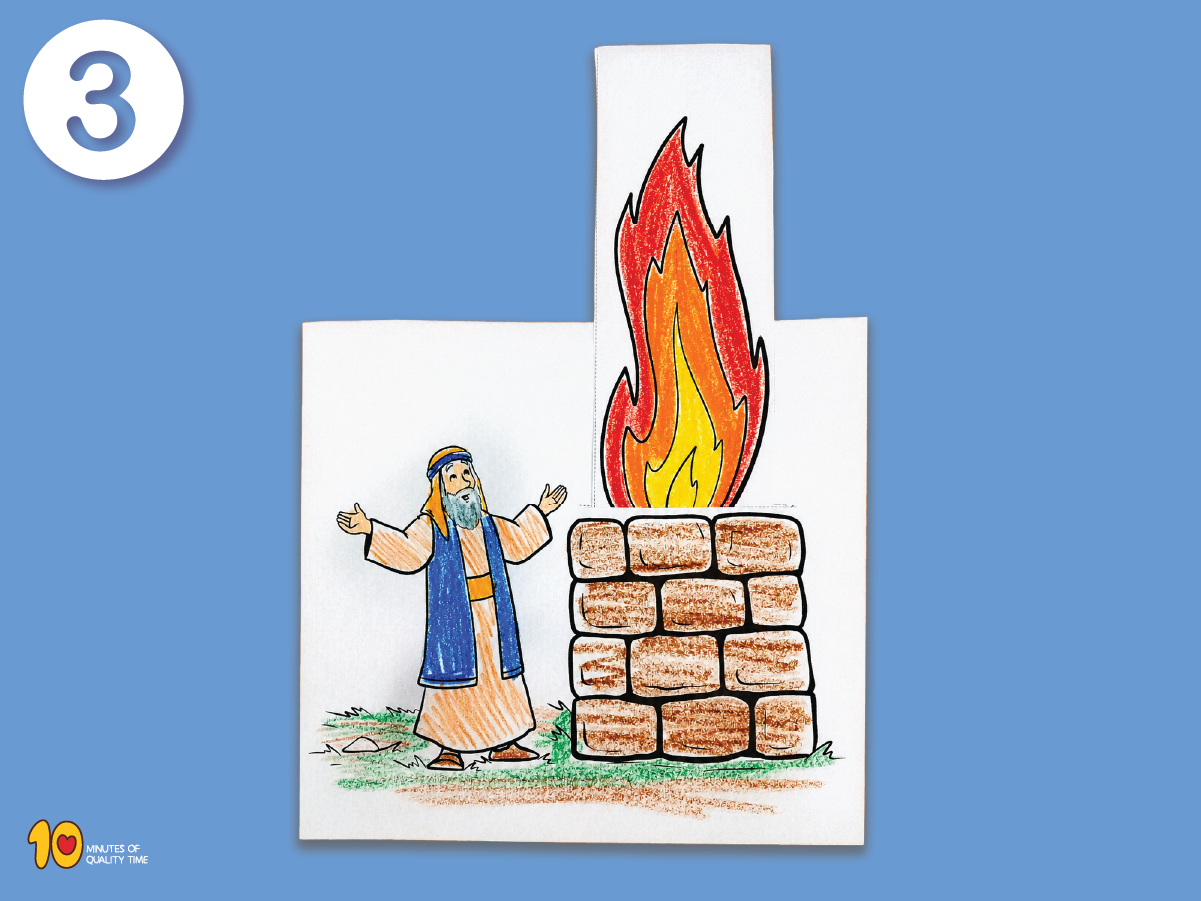Elijah and the prophets of Baal altar craft showing fire coming down from heaven