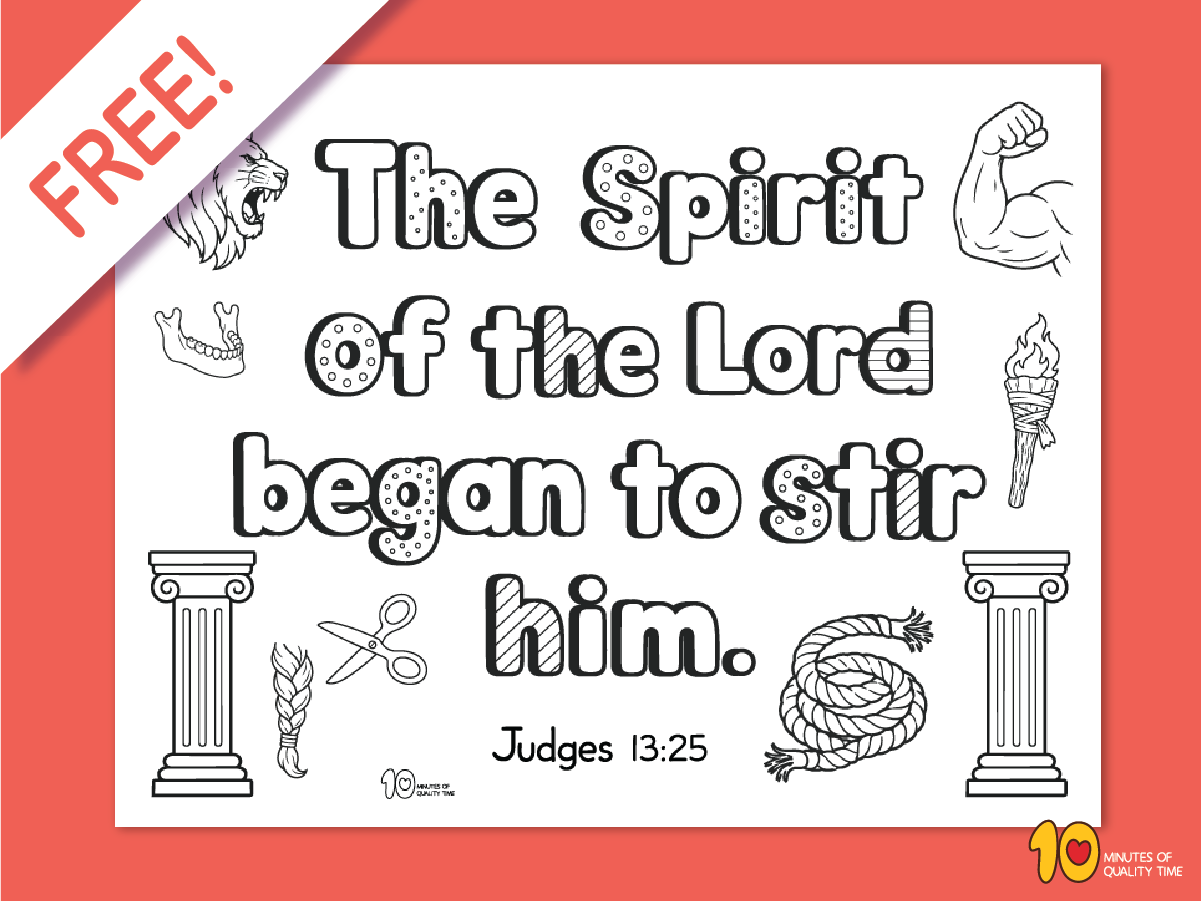 Free The Spirit of the Lord Began to Stir Him Judges 13:25 Samson coloring page