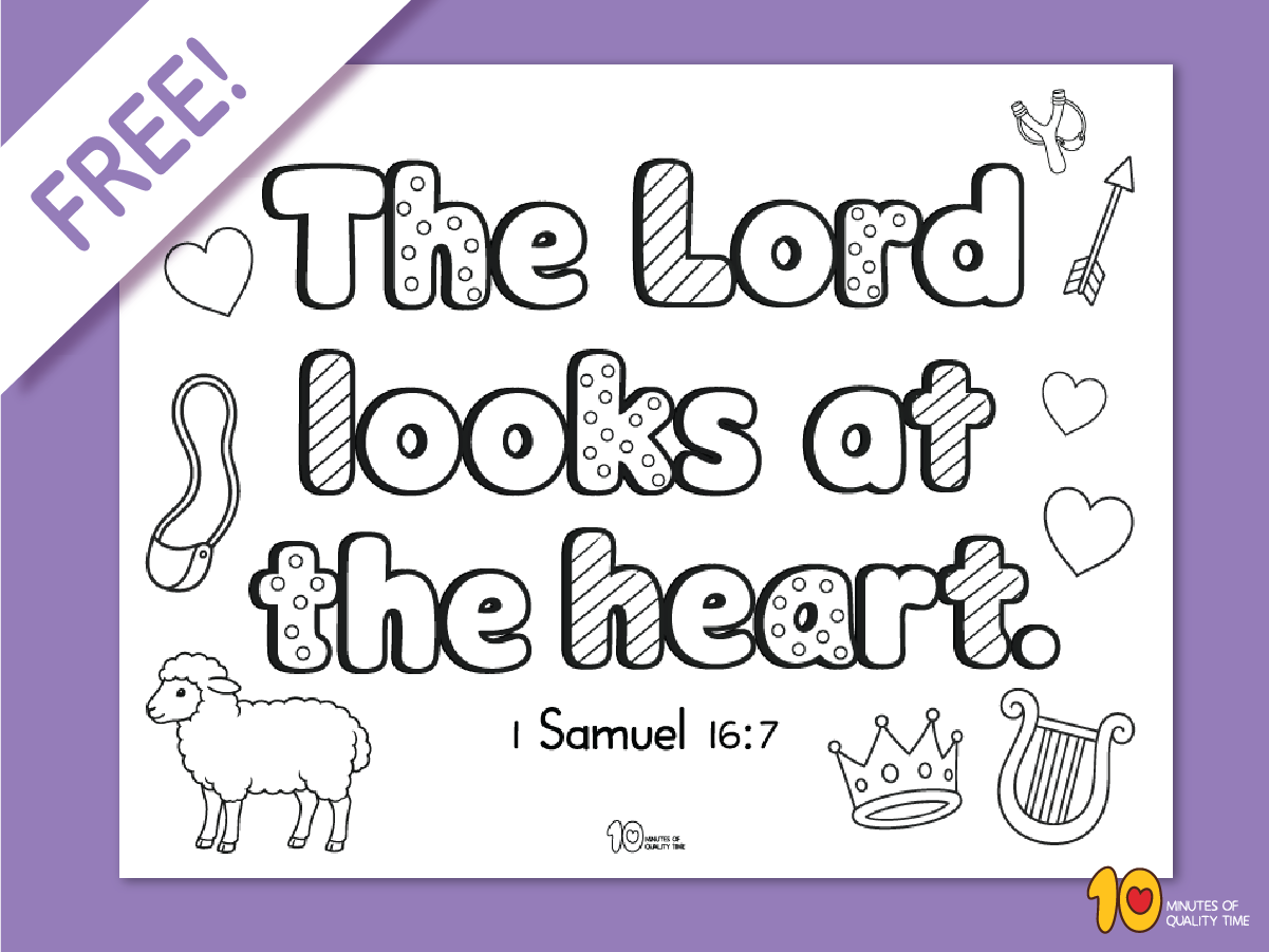 Free The Lord Looks at the Heart 1 Samuel 16:7 David coloring page