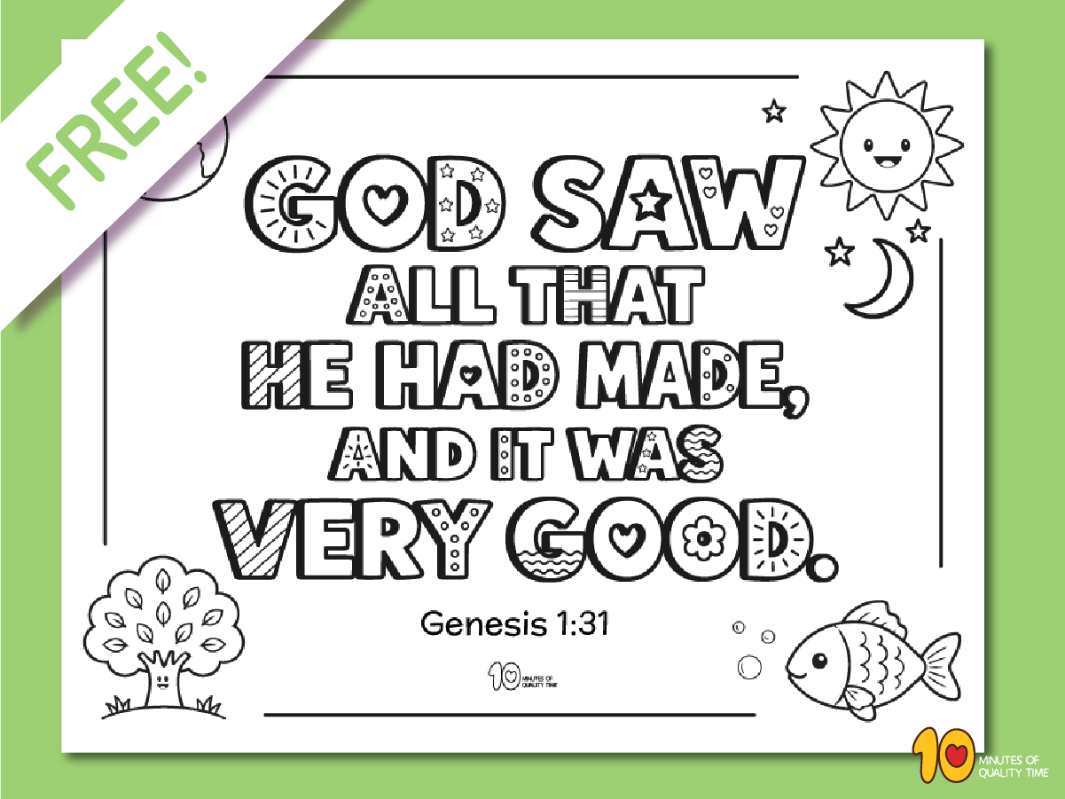 Free God Saw All That He Had Made Genesis 1:31 Creation coloring page