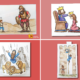 Courageous Heroes Bible crafts featuring David and Goliath, Queen Esther, Daniel in the lions’ den, Rahab and the spies, and a free Joshua 1:9 coloring page