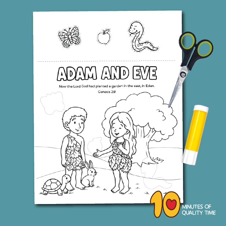 adam and eve cut paste color craft